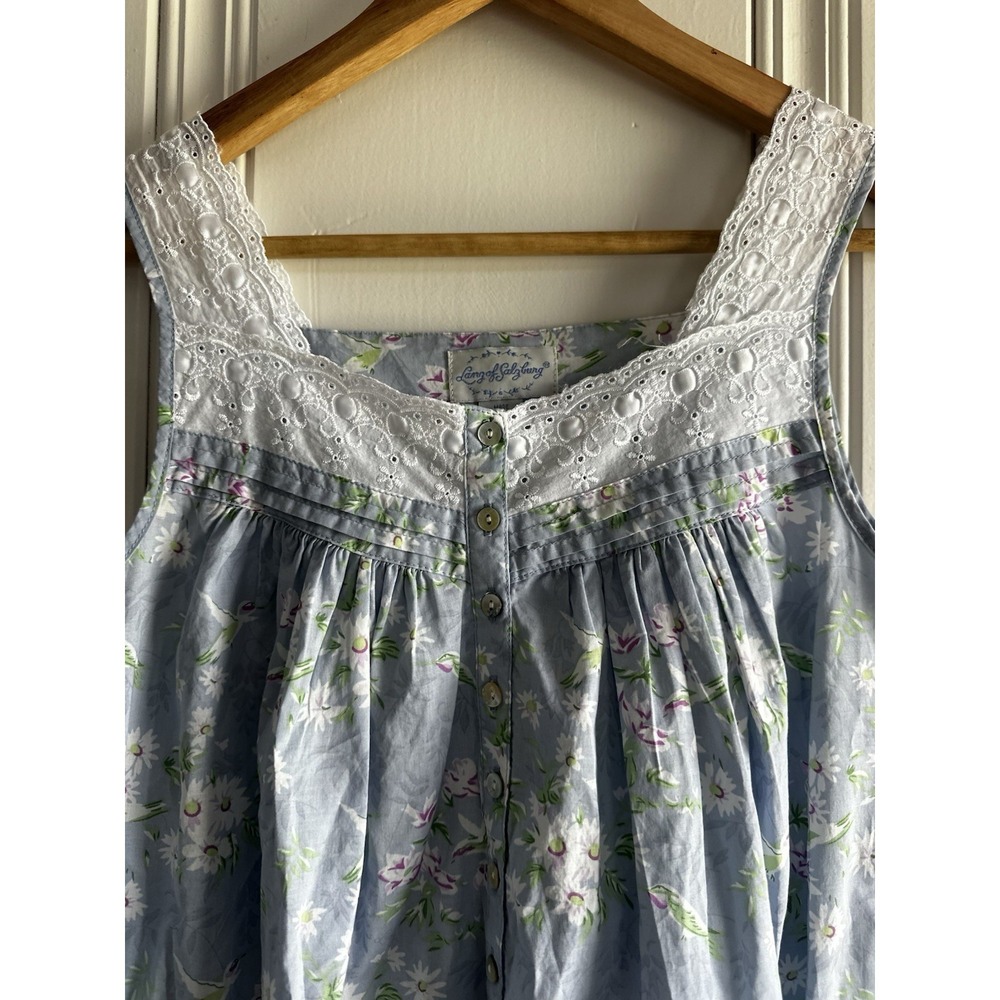 Lanz of Salzburg Cottagecore Prairie Dress XS Floral Bird Print Lace Trim Maxi